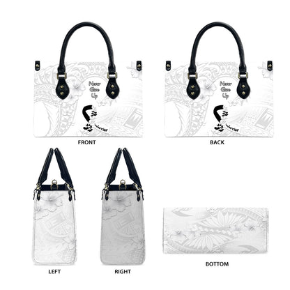 Lung Cancer Support Leather Bag Never Give Up Polynesian Style