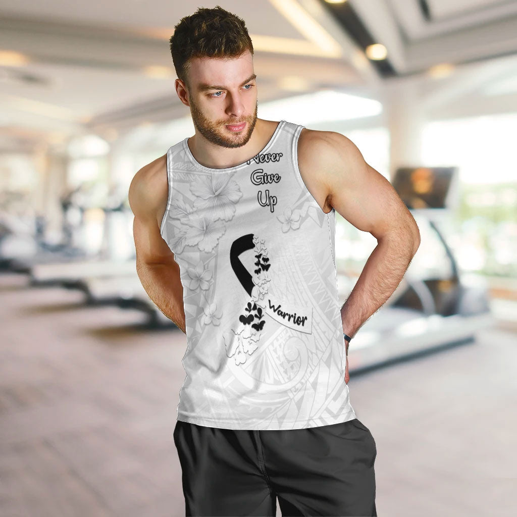 Lung Cancer Support Men Tank Top Never Give Up Polynesian Style