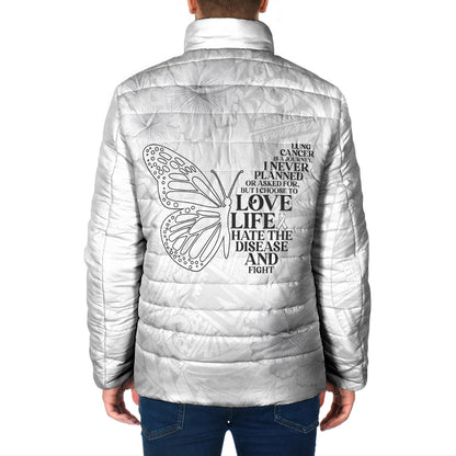 Lung Cancer Support Padded Jacket Never Give Up Polynesian Style