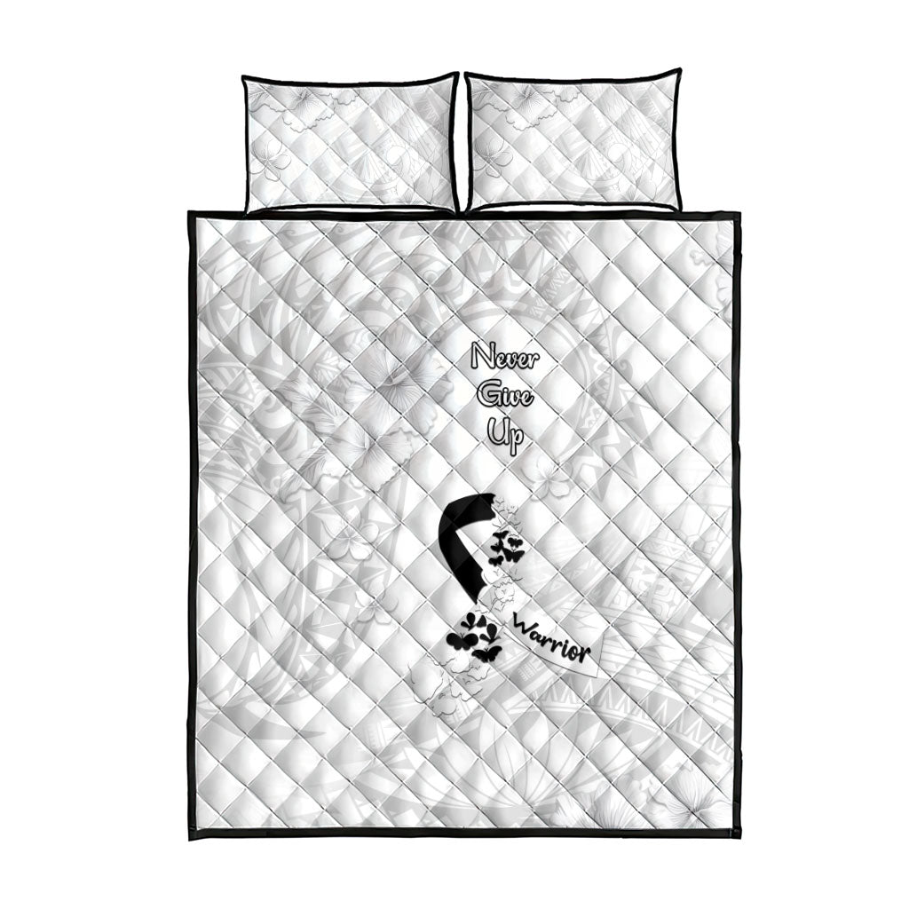 Lung Cancer Support Quilt Bed Set Never Give Up Polynesian Style