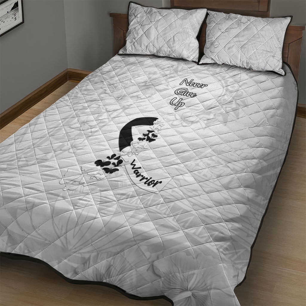 Lung Cancer Support Quilt Bed Set Never Give Up Polynesian Style