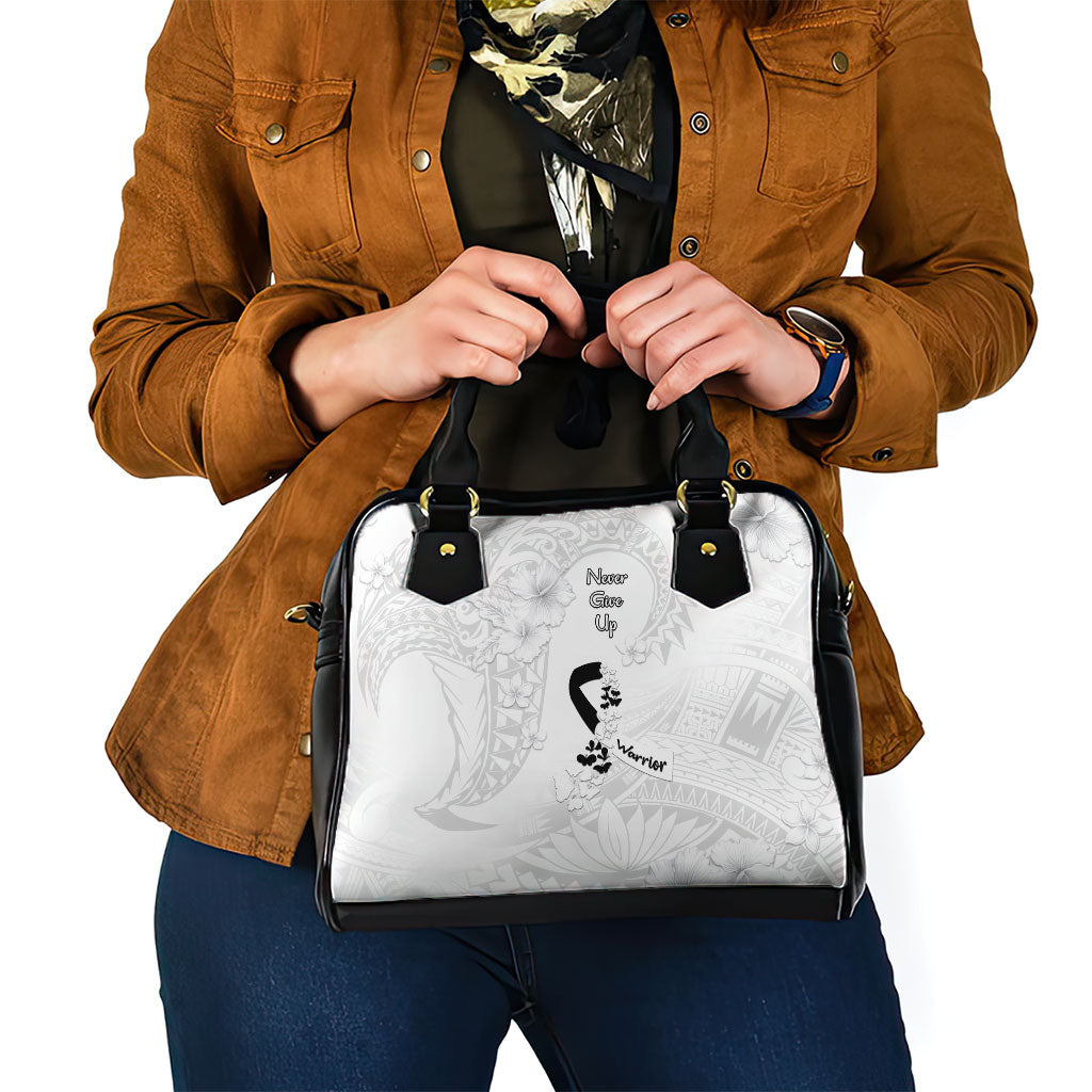 Lung Cancer Support Shoulder Handbag Never Give Up Polynesian Style