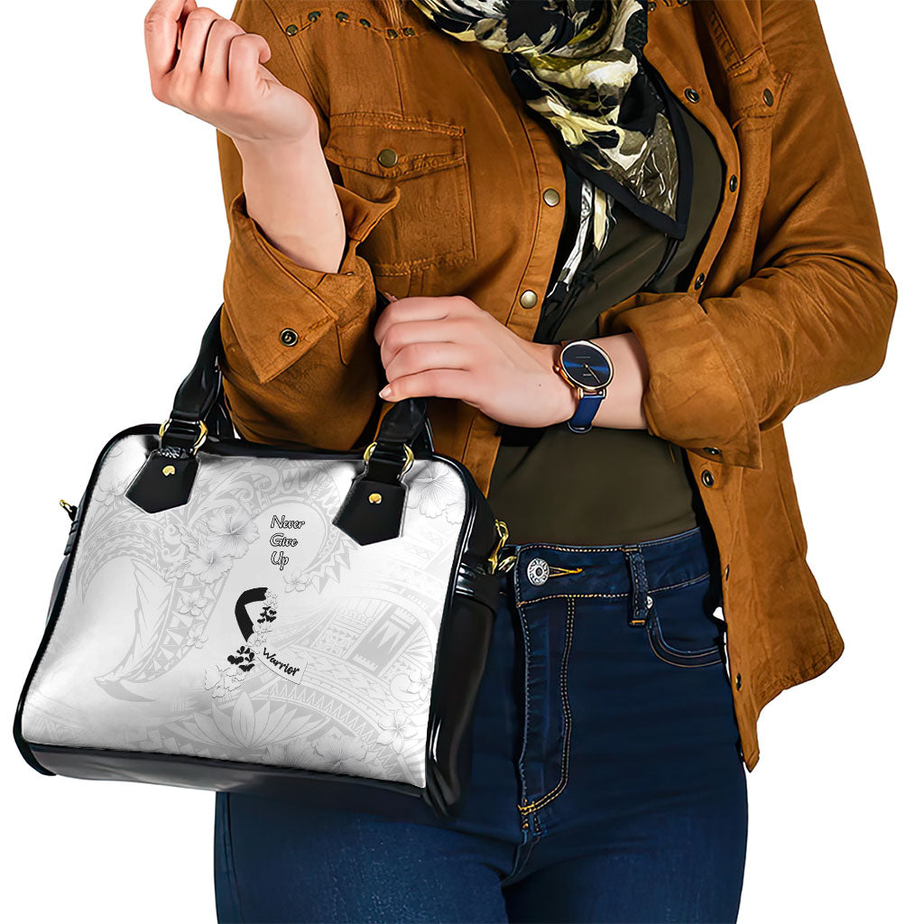 Lung Cancer Support Shoulder Handbag Never Give Up Polynesian Style