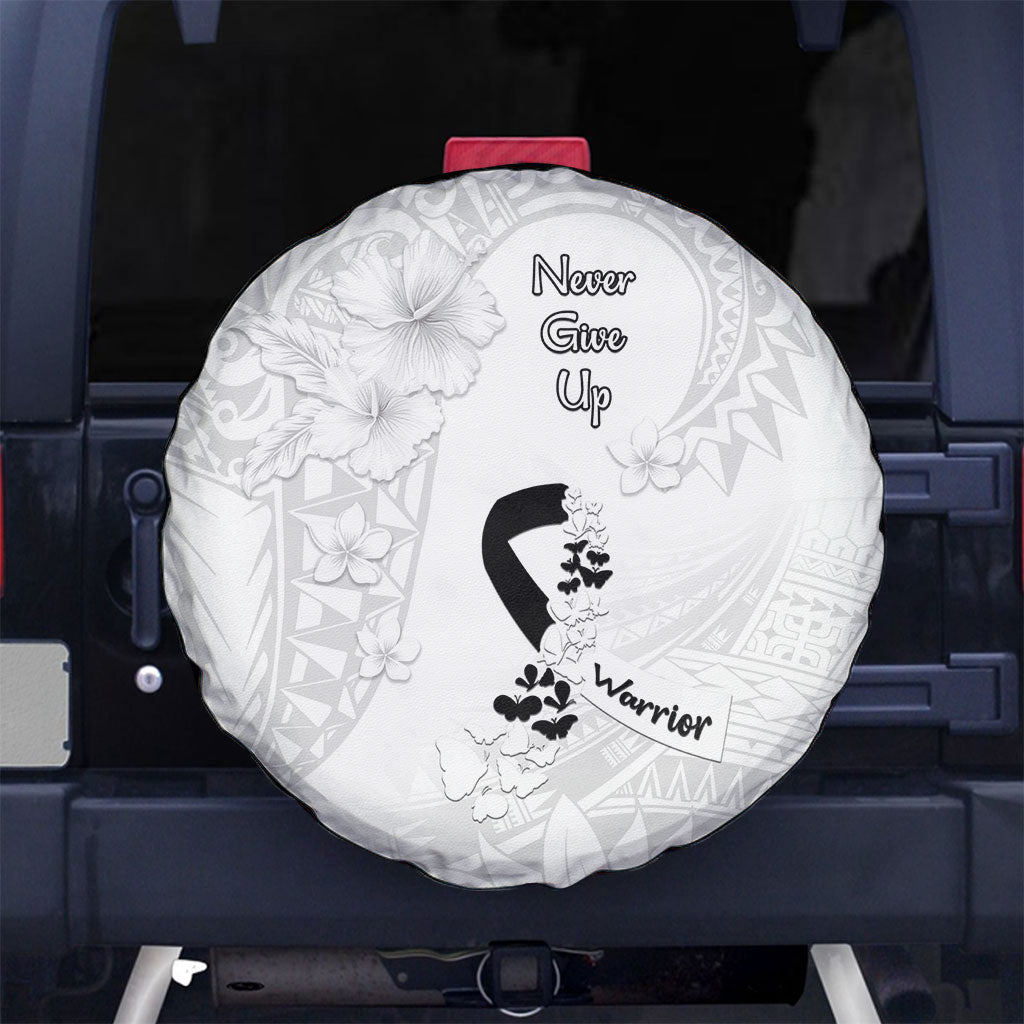 Lung Cancer Support Spare Tire Cover Never Give Up Polynesian Style