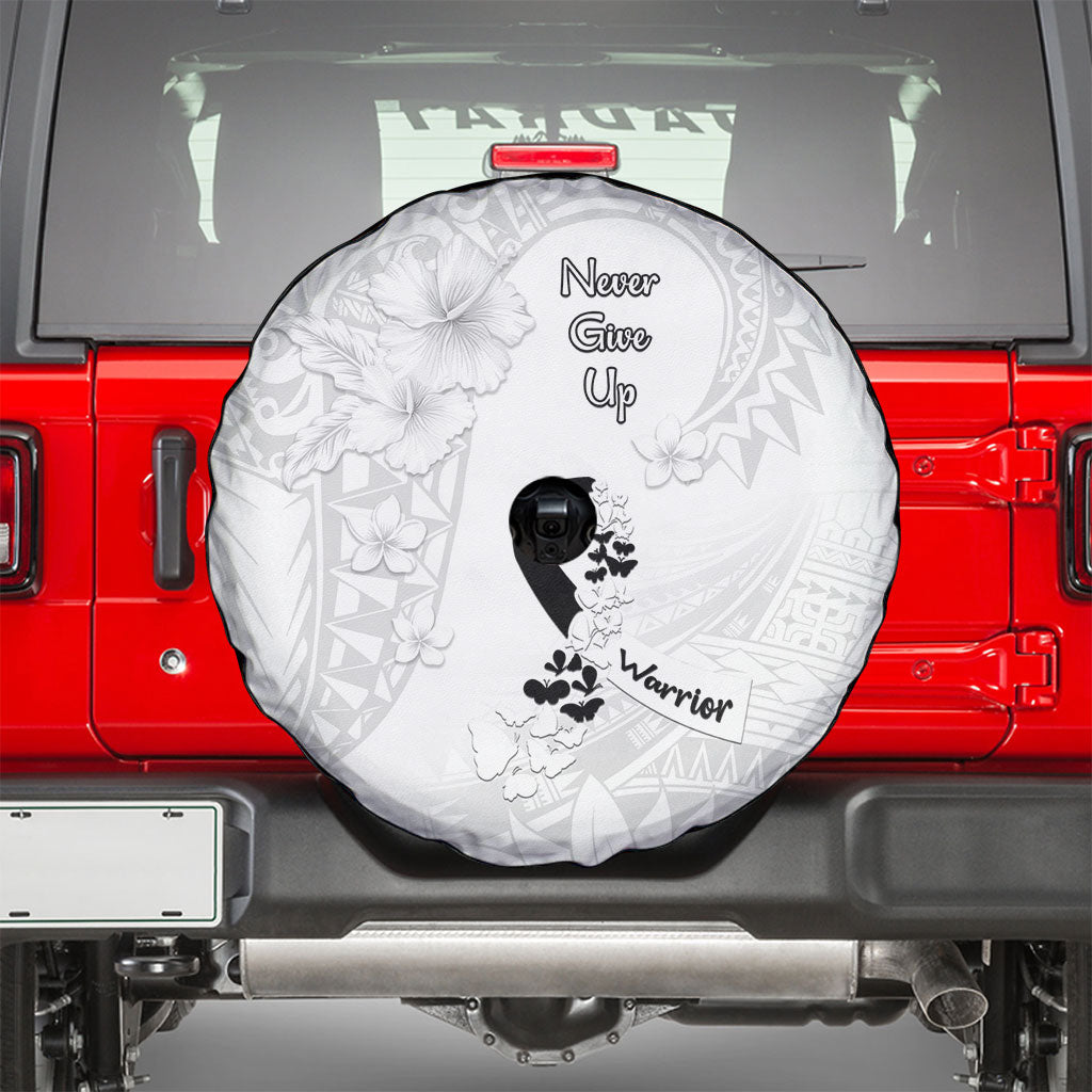 Lung Cancer Support Spare Tire Cover Never Give Up Polynesian Style
