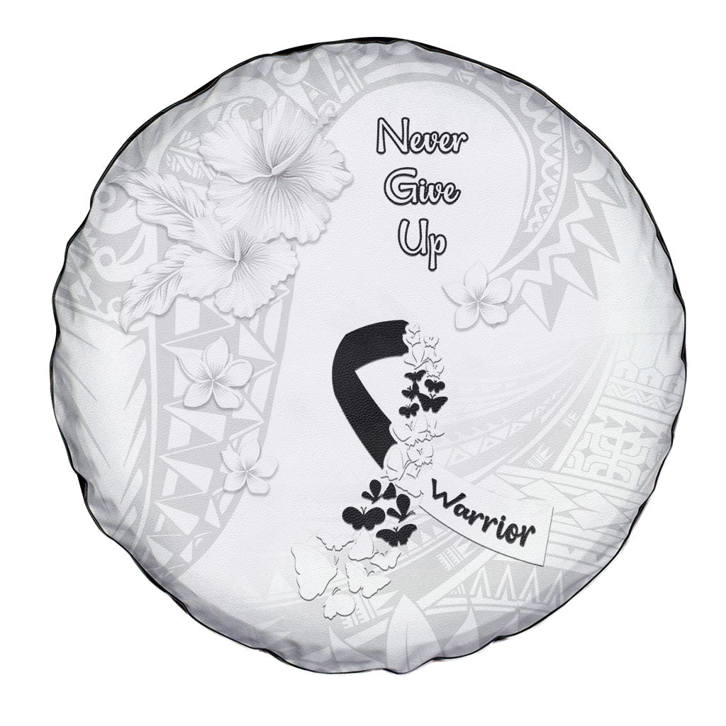 Lung Cancer Support Spare Tire Cover Never Give Up Polynesian Style