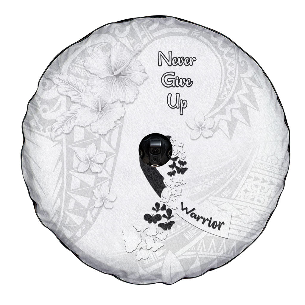 Lung Cancer Support Spare Tire Cover Never Give Up Polynesian Style
