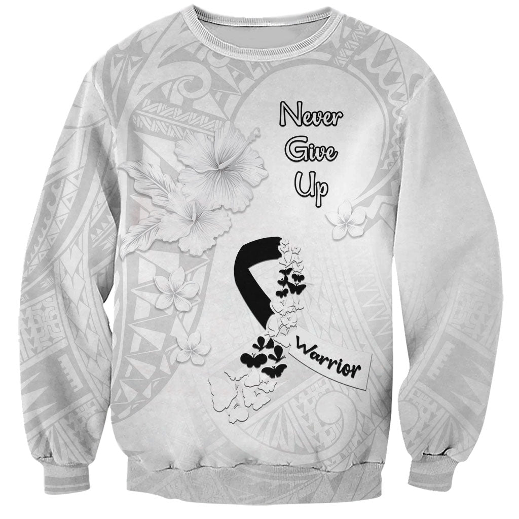 Lung Cancer Support Sweatshirt Never Give Up Polynesian Style
