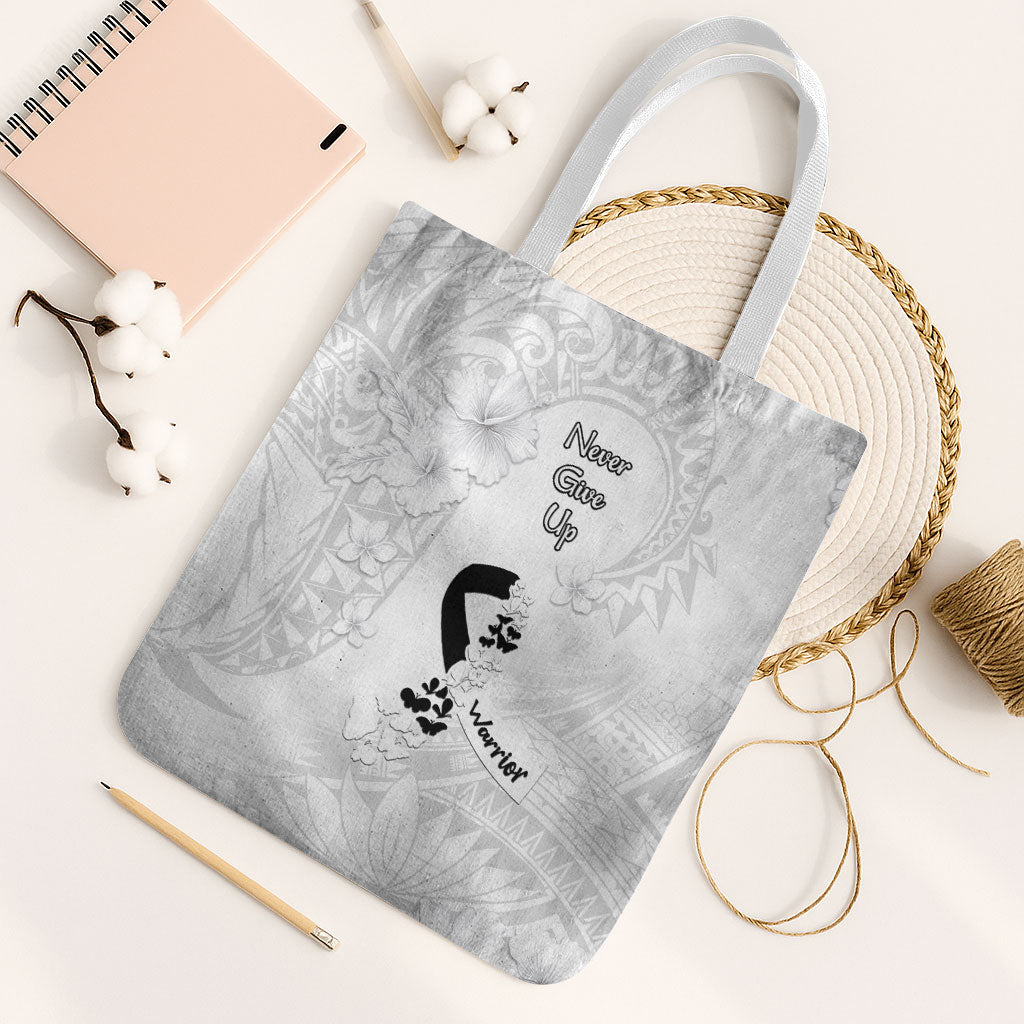 Lung Cancer Support Tote Bag Never Give Up Polynesian Style