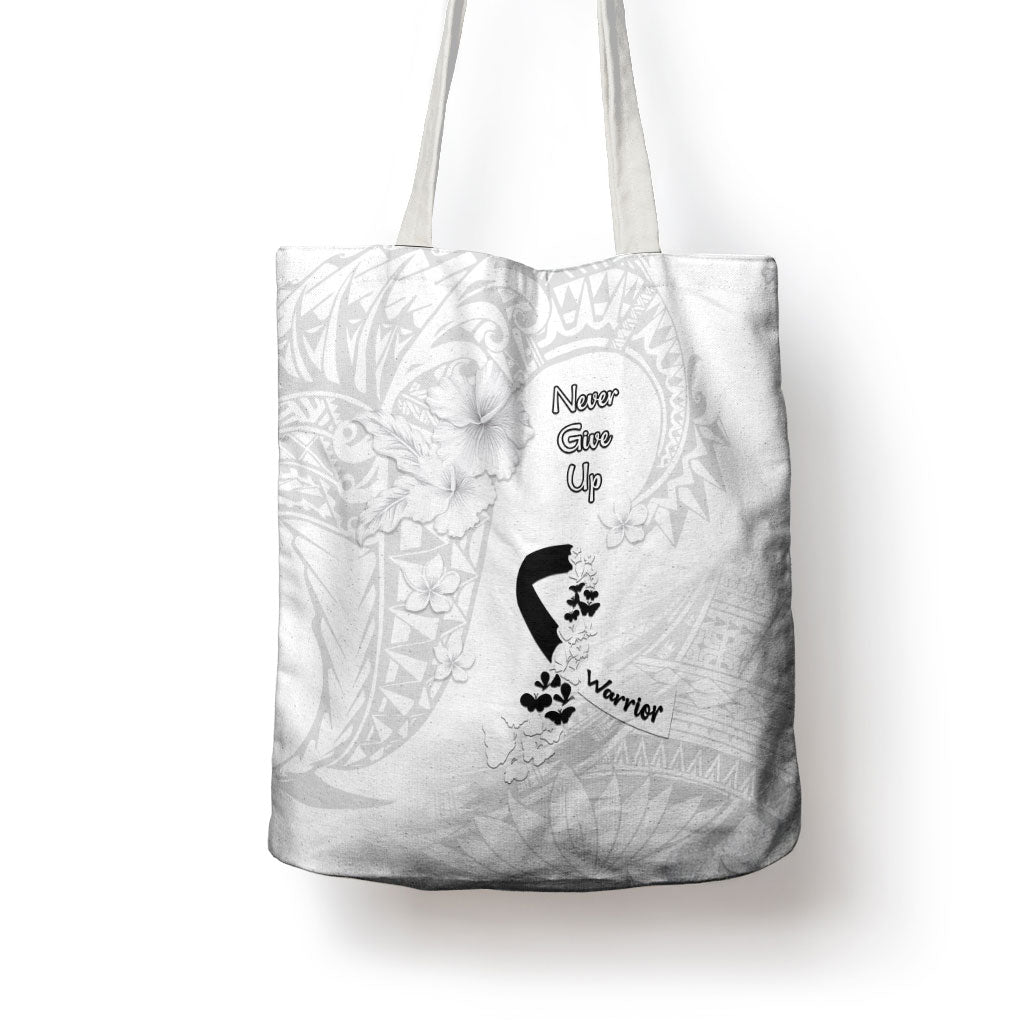 Lung Cancer Support Tote Bag Never Give Up Polynesian Style