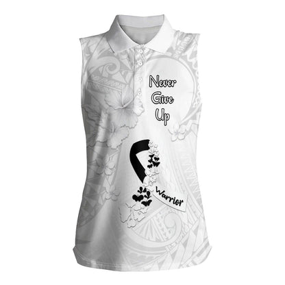 Lung Cancer Support Women Sleeveless Polo Shirt Never Give Up Polynesian Style