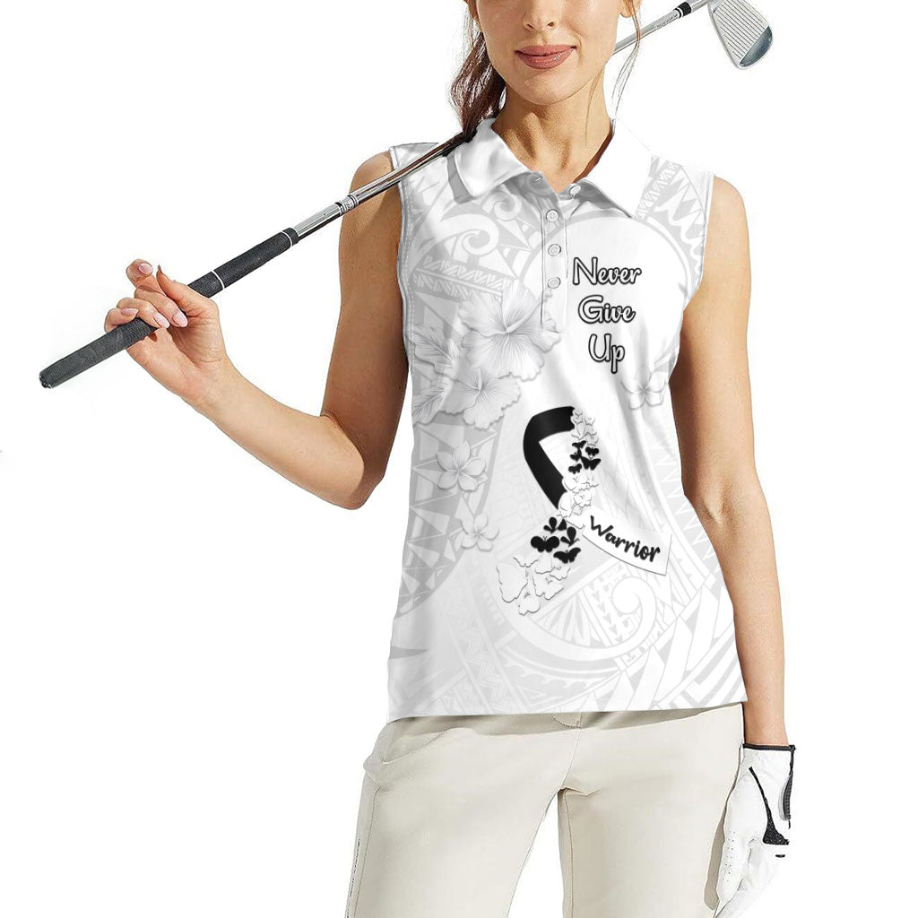Lung Cancer Support Women Sleeveless Polo Shirt Never Give Up Polynesian Style