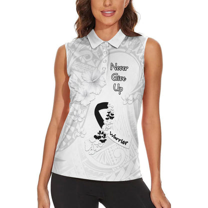 Lung Cancer Support Women Sleeveless Polo Shirt Never Give Up Polynesian Style