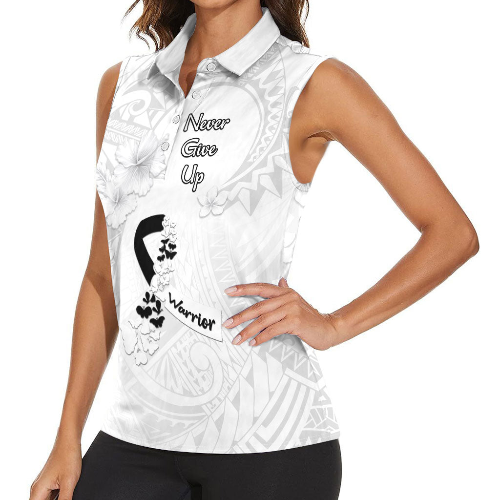 Lung Cancer Support Women Sleeveless Polo Shirt Never Give Up Polynesian Style