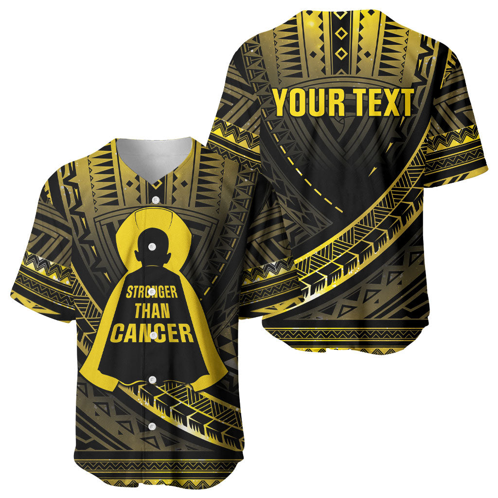Personalised Polynesia Childhood Cancer Support Baseball Jersey You Are Stronger Than Cancer