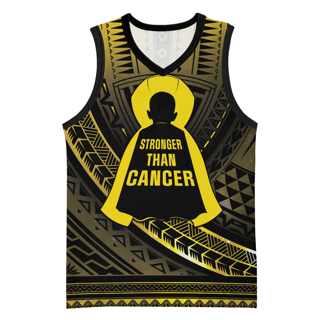 Personalised Polynesia Childhood Cancer Support Basketball Jersey You Are Stronger Than Cancer