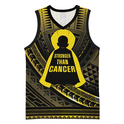 Personalised Polynesia Childhood Cancer Support Basketball Jersey You Are Stronger Than Cancer