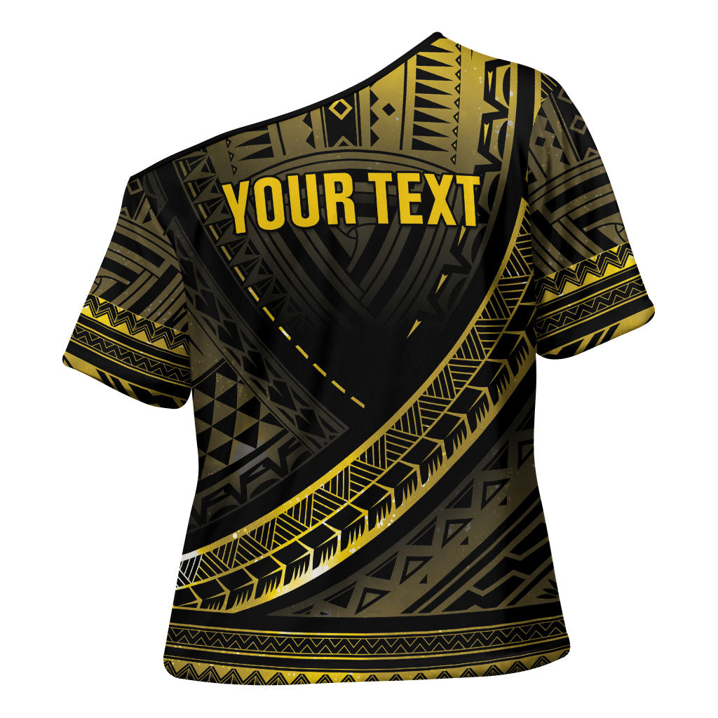 Personalised Polynesia Childhood Cancer Support Cross Shoulder Shirt You Are Stronger Than Cancer