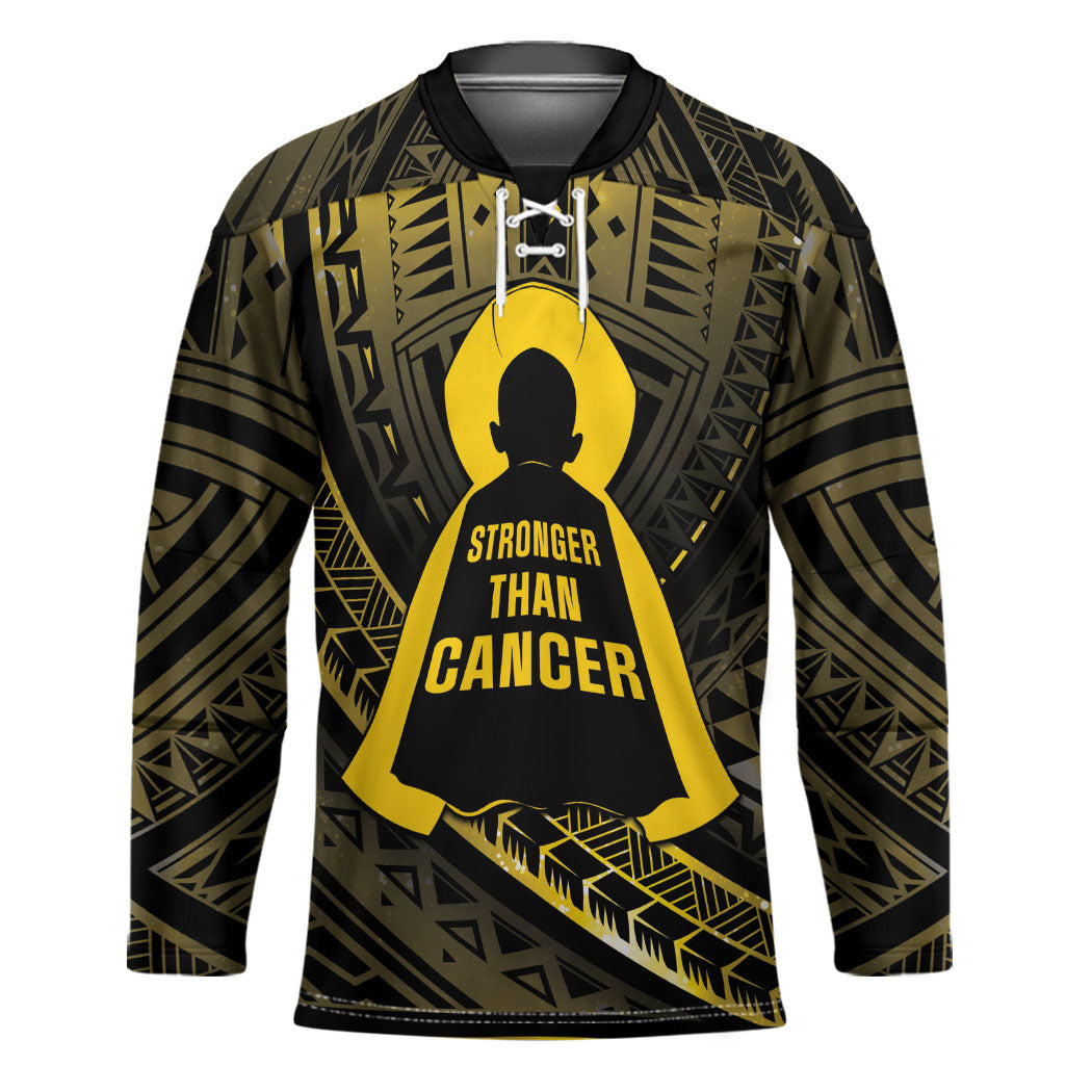 Personalised Polynesia Childhood Cancer Support Hockey Jersey You Are Stronger Than Cancer