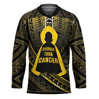 Personalised Polynesia Childhood Cancer Support Hockey Jersey You Are Stronger Than Cancer