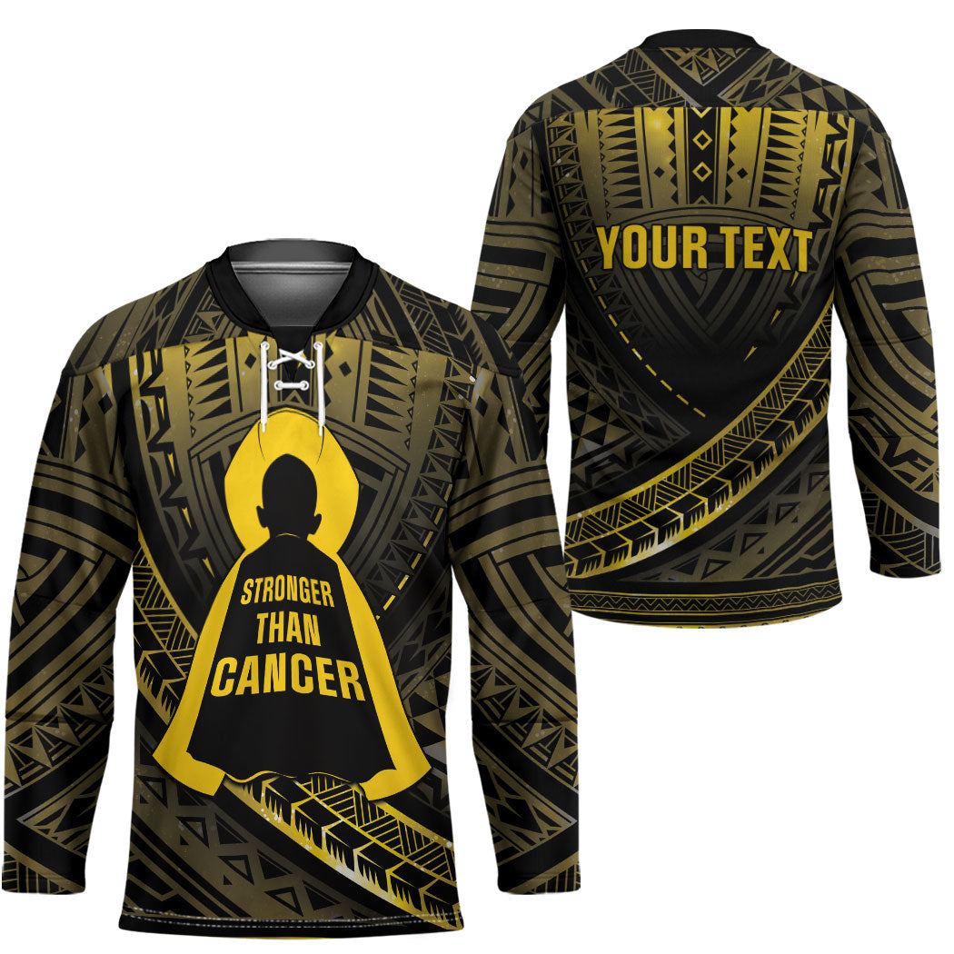 Personalised Polynesia Childhood Cancer Support Hockey Jersey You Are Stronger Than Cancer