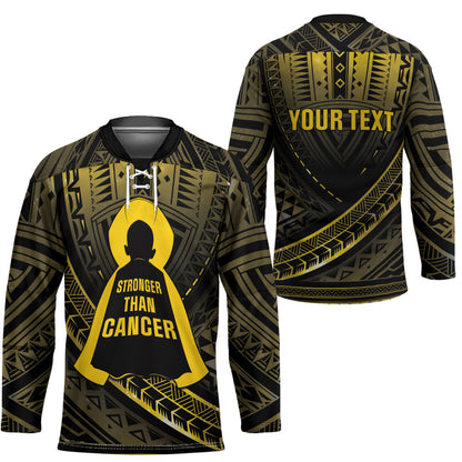 Personalised Polynesia Childhood Cancer Support Hockey Jersey You Are Stronger Than Cancer