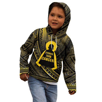 Personalised Polynesia Childhood Cancer Support Kid Hoodie You Are Stronger Than Cancer