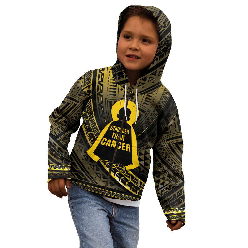 Personalised Polynesia Childhood Cancer Support Kid Hoodie You Are Stronger Than Cancer