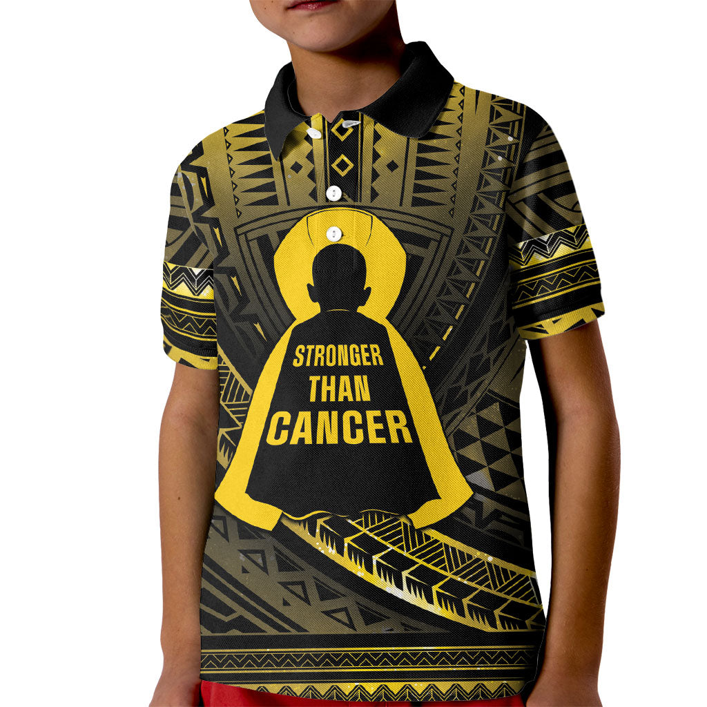 Personalised Polynesia Childhood Cancer Support Kid Polo Shirt You Are Stronger Than Cancer