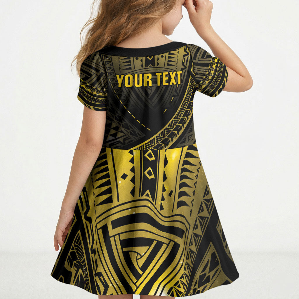 Personalised Polynesia Childhood Cancer Support Kid Short Sleeve Dress You Are Stronger Than Cancer