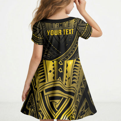 Personalised Polynesia Childhood Cancer Support Kid Short Sleeve Dress You Are Stronger Than Cancer