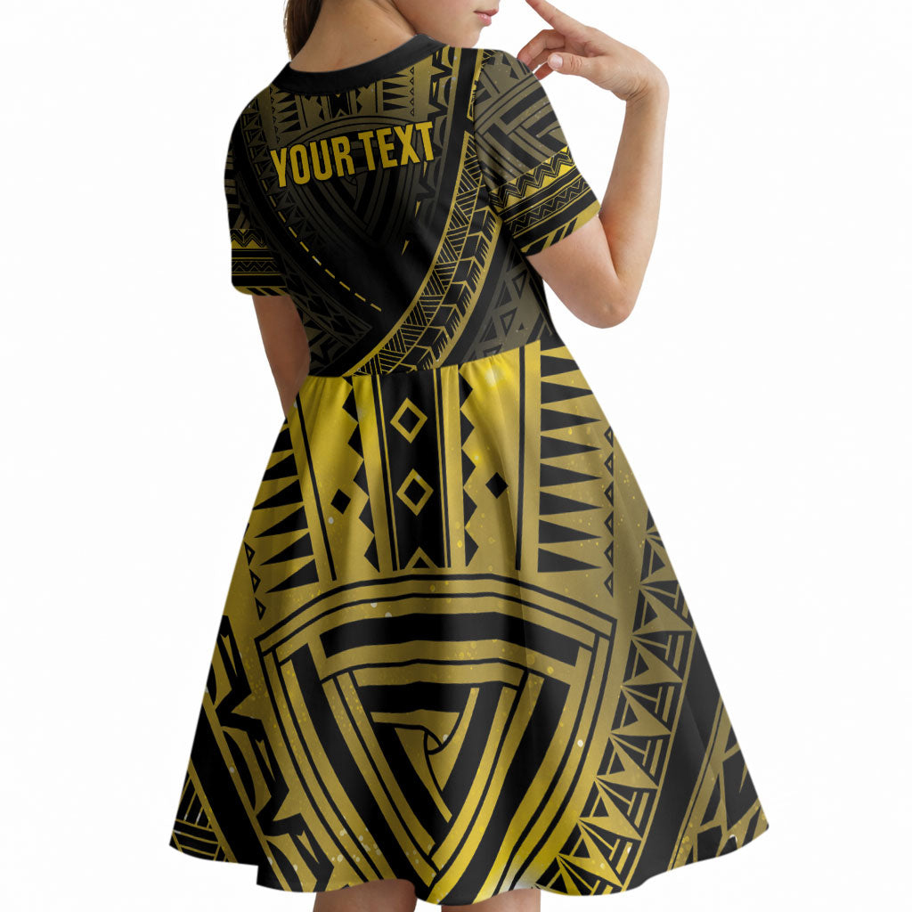 Personalised Polynesia Childhood Cancer Support Kid Short Sleeve Dress You Are Stronger Than Cancer