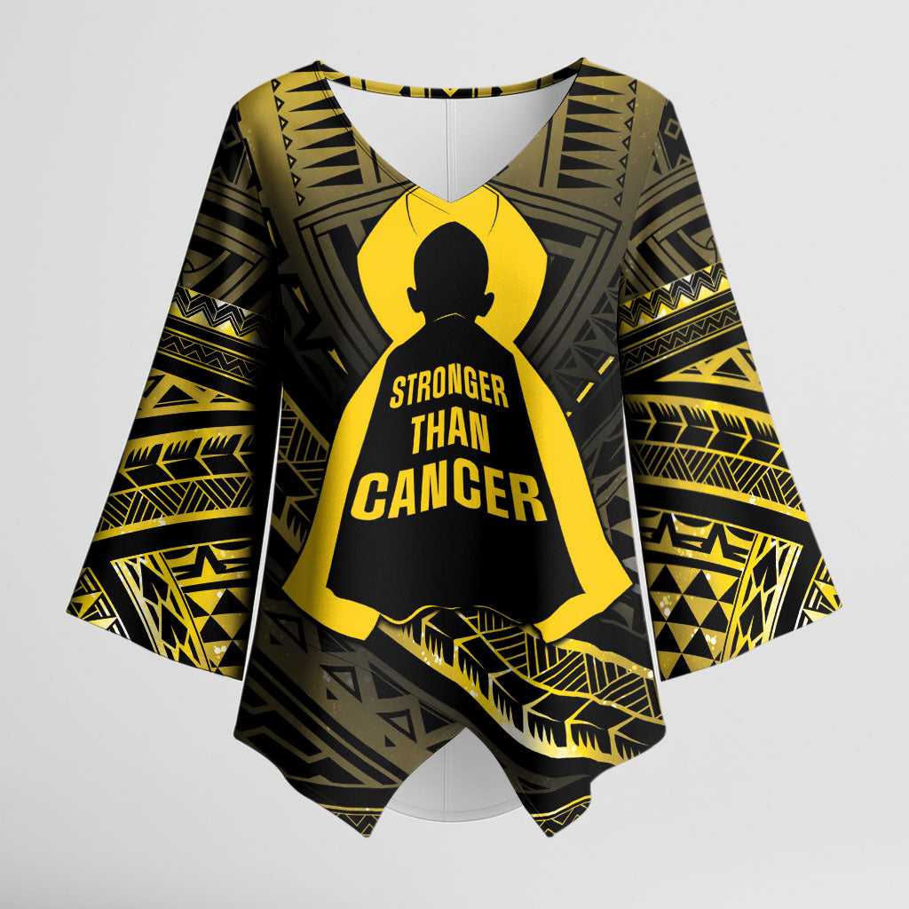 Personalised Polynesia Childhood Cancer Support Kimono Sleeve Blouse You Are Stronger Than Cancer