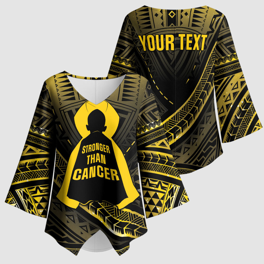 Personalised Polynesia Childhood Cancer Support Kimono Sleeve Blouse You Are Stronger Than Cancer