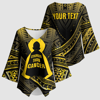 Personalised Polynesia Childhood Cancer Support Kimono Sleeve Blouse You Are Stronger Than Cancer