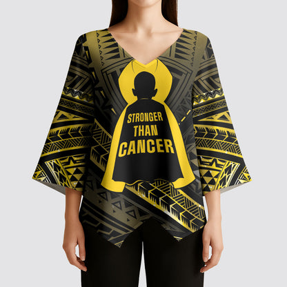 Personalised Polynesia Childhood Cancer Support Kimono Sleeve Blouse You Are Stronger Than Cancer