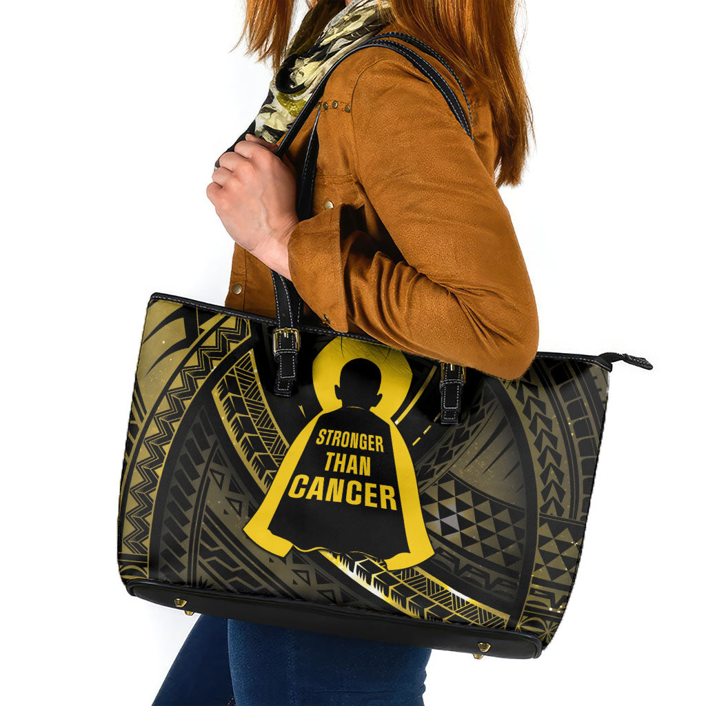 Polynesia Childhood Cancer Support Leather Tote Bag You Are Stronger Than Cancer