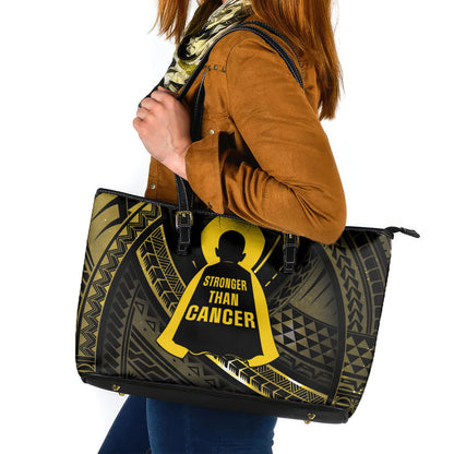 Polynesia Childhood Cancer Support Leather Tote Bag You Are Stronger Than Cancer