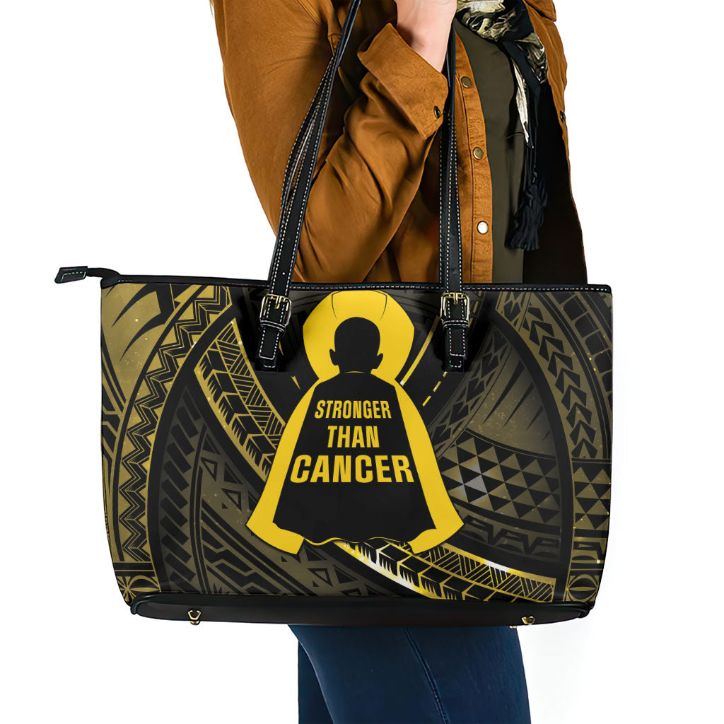 Polynesia Childhood Cancer Support Leather Tote Bag You Are Stronger Than Cancer
