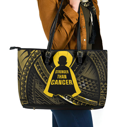 Polynesia Childhood Cancer Support Leather Tote Bag You Are Stronger Than Cancer