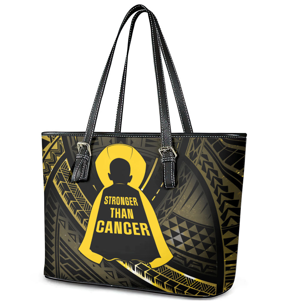 Polynesia Childhood Cancer Support Leather Tote Bag You Are Stronger Than Cancer