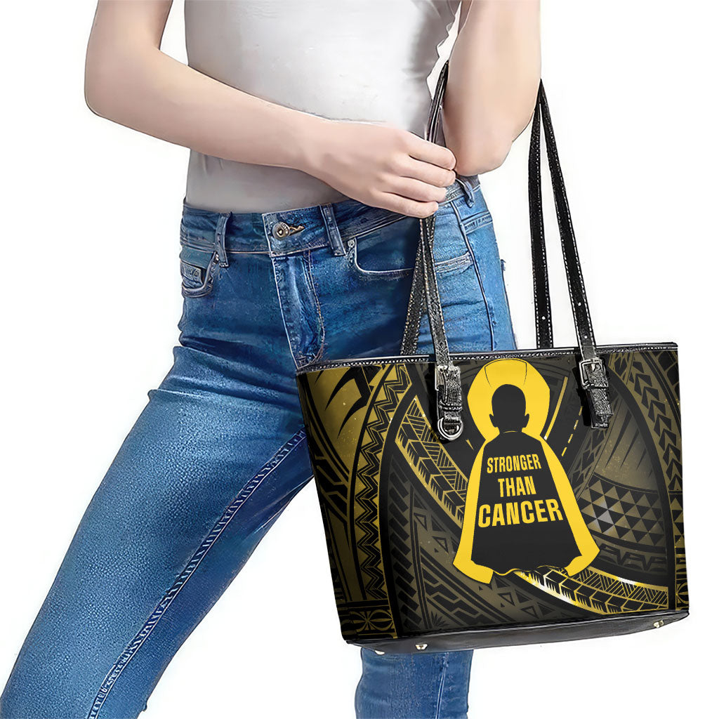 Polynesia Childhood Cancer Support Leather Tote Bag You Are Stronger Than Cancer