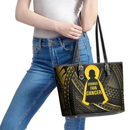 Polynesia Childhood Cancer Support Leather Tote Bag You Are Stronger Than Cancer