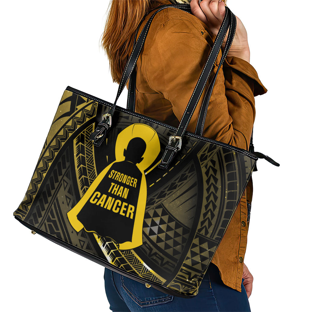 Polynesia Childhood Cancer Support Leather Tote Bag You Are Stronger Than Cancer