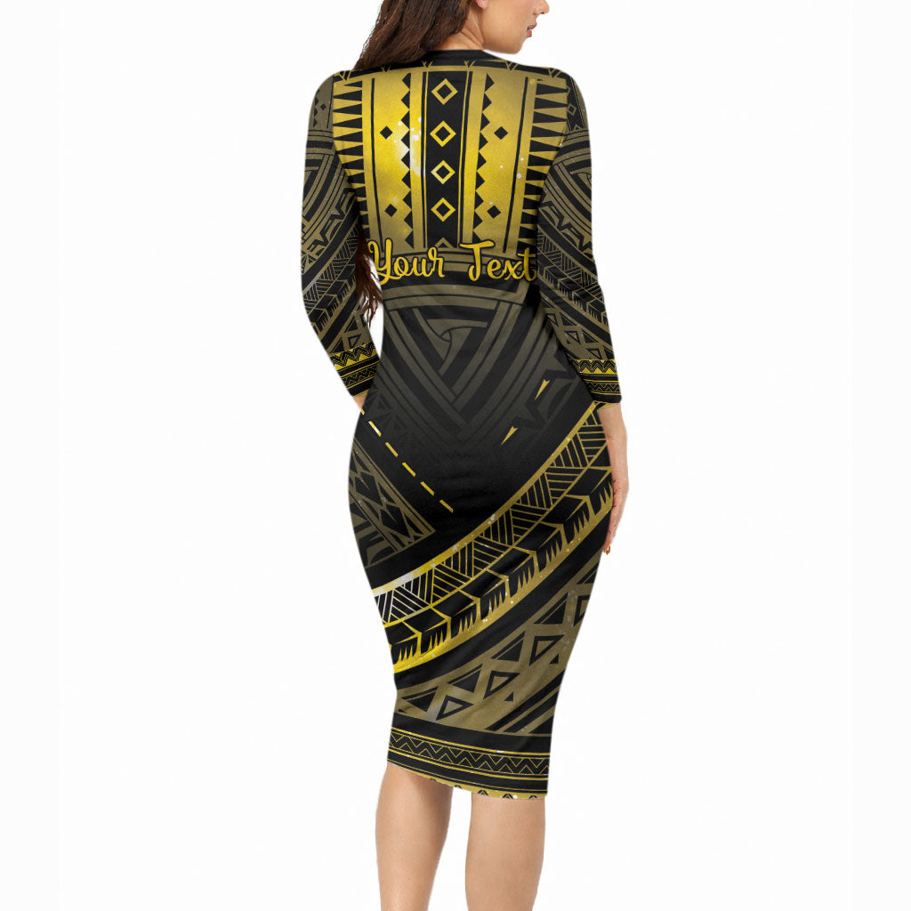 Personalised Polynesia Childhood Cancer Support Long Sleeve Bodycon Dress You Are Stronger Than Cancer