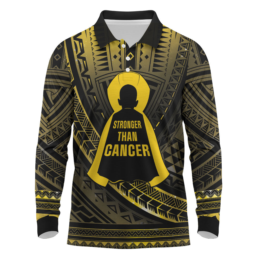 Personalised Polynesia Childhood Cancer Support Long Sleeve Polo Shirt You Are Stronger Than Cancer