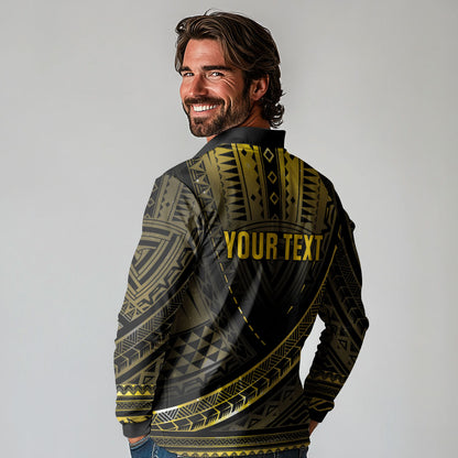 Personalised Polynesia Childhood Cancer Support Long Sleeve Polo Shirt You Are Stronger Than Cancer