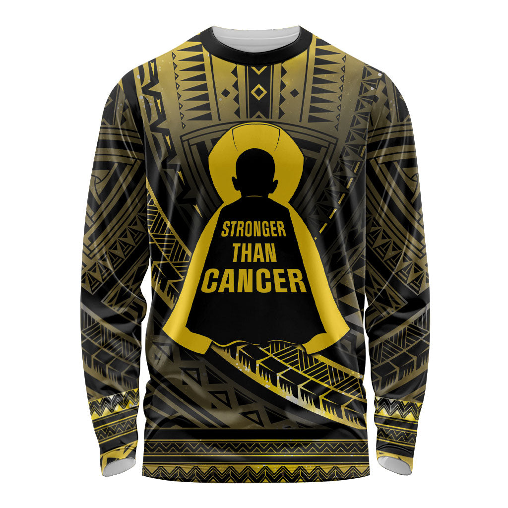 Personalised Polynesia Childhood Cancer Support Long Sleeve Shirt You Are Stronger Than Cancer