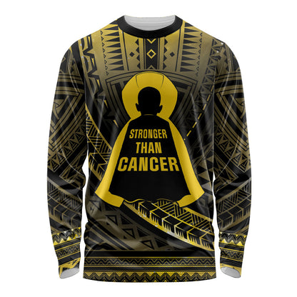 Personalised Polynesia Childhood Cancer Support Long Sleeve Shirt You Are Stronger Than Cancer
