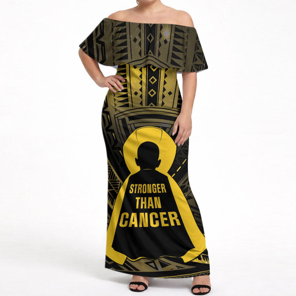 Personalised Polynesia Childhood Cancer Support Off Shoulder Maxi Dress You Are Stronger Than Cancer